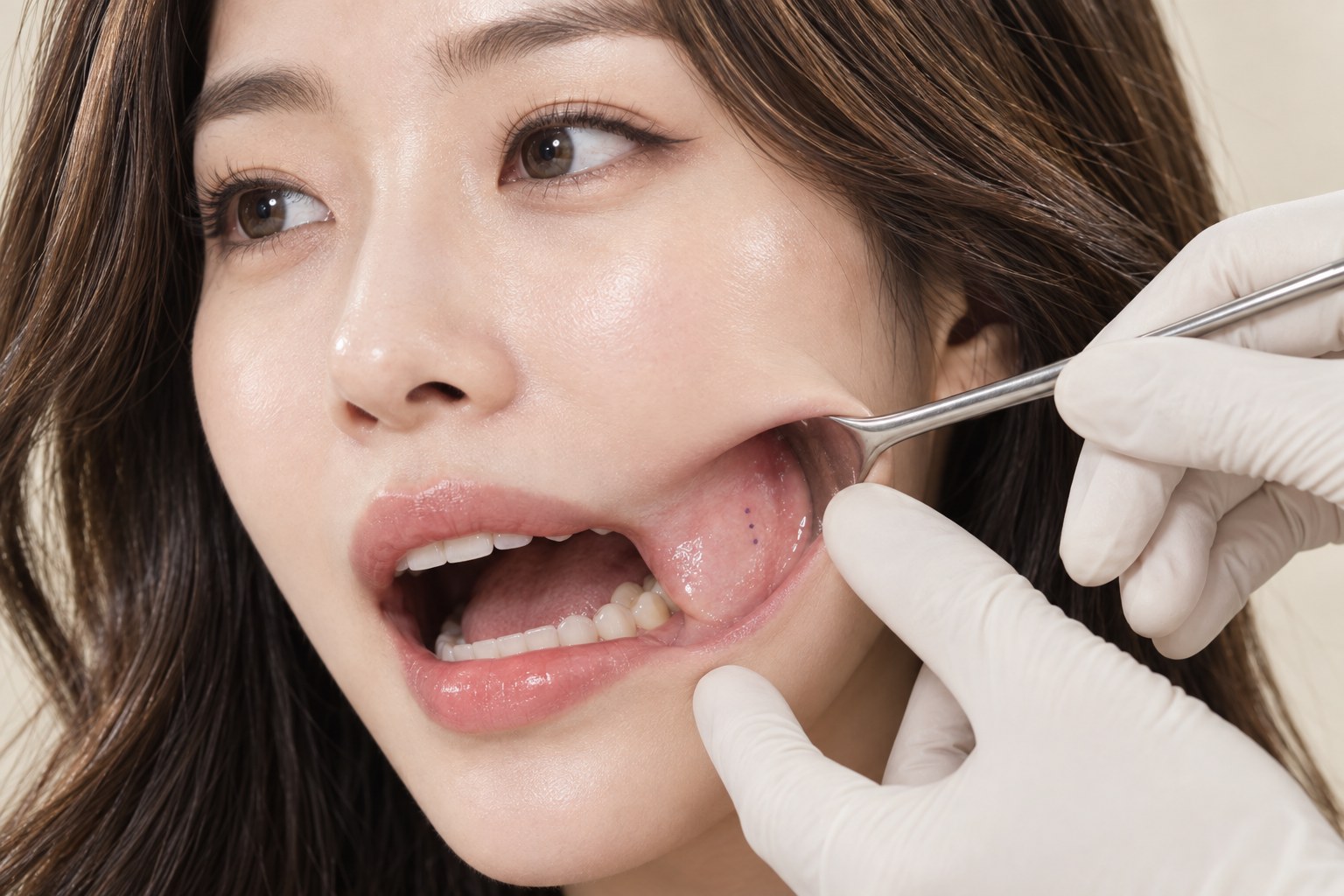 입 안 점막을 통한 실 고정