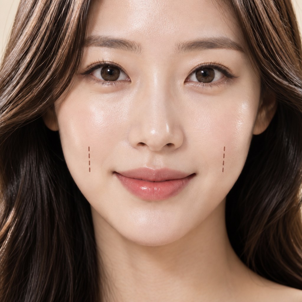 볼 가운데 보조개 위치 표시