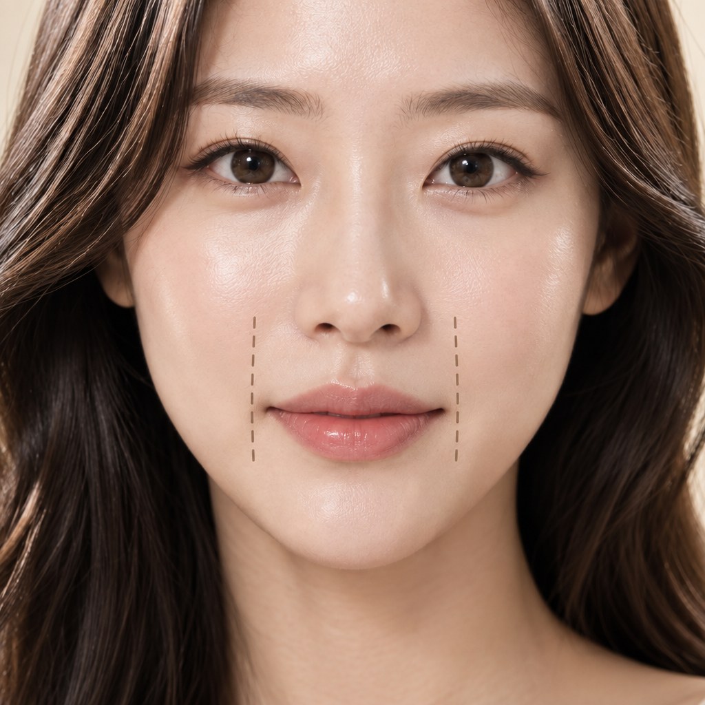 긴 보조개 위치 표시